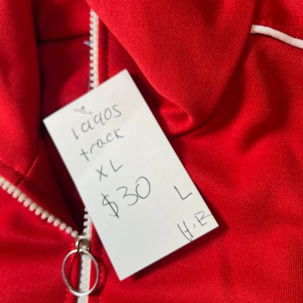 Vintage Track Jacket Mens L Red White Chevron Chinese Shaolin Martial Arts